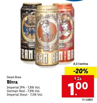 Lidl Steam Brew Birra 0,5 l lattina offerta