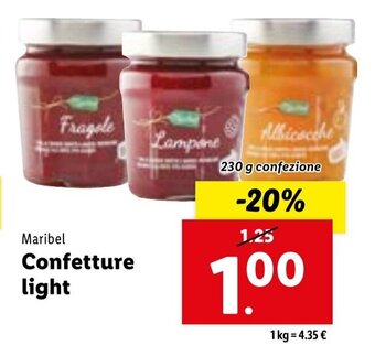 Lidl Maribel Confetture light 230 g confezione offerta