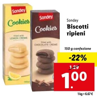 Lidl Sondey Biscotti ripieni 150 g confezione offerta