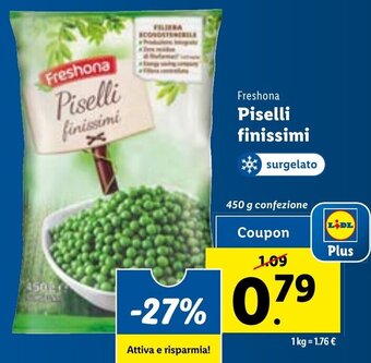 Lidl Freshona Piselli finissimi 450 g confezione offerta