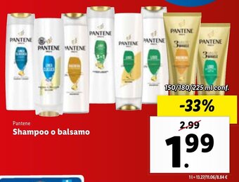 Lidl Pantene Shampoo o balsamo 150/180/225 ml conf. offerta