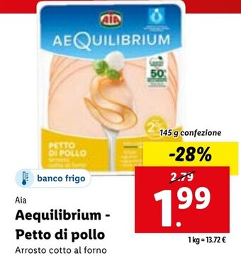 Lidl Aia AEQUILIBRIUM PETTO DI POLLO 145 g confezione offerta
