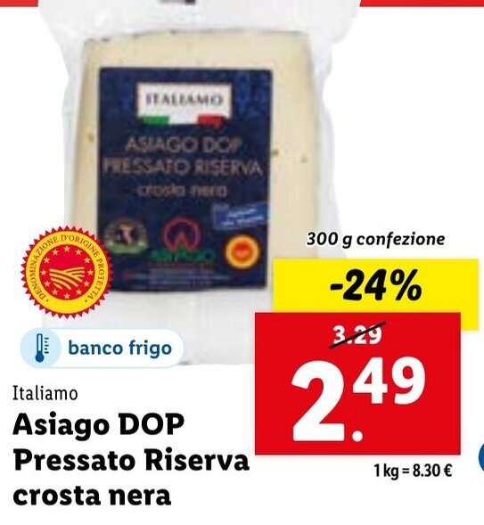 Offerta Italiamo Asiago DOP Pressato Riserva crosta nera 300 g