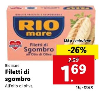Lidl RIO mare Filetti di Sgombro 125 g confezione offerta