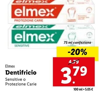 Lidl Elmex Dentifricio 75 ml confezione offerta