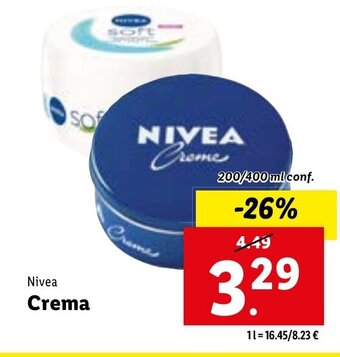 Lidl Nivea Crema 200/400 ml conf. offerta
