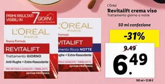 Lidl L'ORÉAL Revitalift crema viso 50 ml confezione offerta