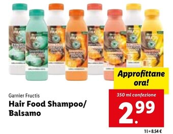 Lidl Garnier Fructis Hair Food Shampoo/ Balsamo 350 ml confezione offerta