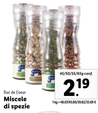 Lidl Duc de Coeur Miscele di spezie 45/50/55/65 g conf. offerta