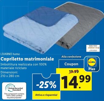 Lidl LIVARNO home Copriletto matrimoniale Dimensioni: 210 x 280 cm offerta