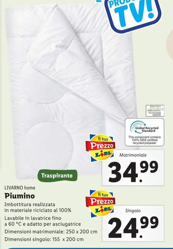 Lidl LIVARNO home Piumino Dimensioni singolo: 155 x 200 cm offerta