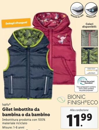 lupiluⓇ Gilet imbottito da bambina o da bambino