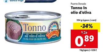 Lidl Puerto Dorado Tonno in olio d'oliva 104 g (sgocc.) conf. -34% offerta