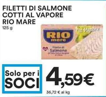 Coop FILETTI DI SALMONE COTTI AL VAPORE RIO MARE 125 g offerta