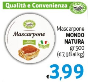 Spak Supermercati Mascarpone MONDO NATURA gr 500 offerta