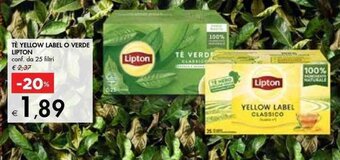 Bennet TE YELLOW LABEL O VERDE LIPTON offerta