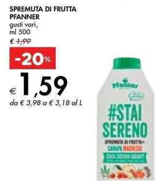 Bennet SPREMUTA DI FRUTTA PFANNER gusti vari ml 500 offerta