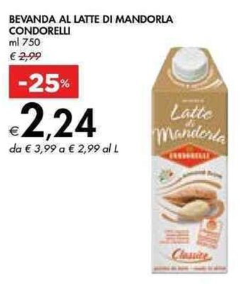 Bennet BEVANDA AL LATTE DI MANDORLA CONDORELLI ml 750 offerta