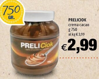 Hurrà PRELICIOK crema cacao g 750 offerta