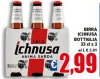 BIRRA ICHNUSA BOTTIGLIA 33 cl x 3