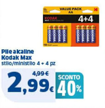 Pile alcaline Kodak Max stilo/ministilo 4 + 4 pz