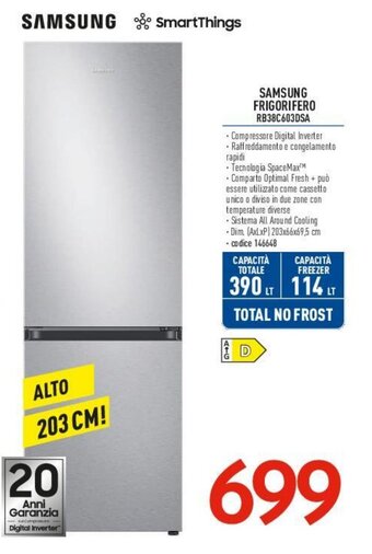 Elettrosintesi SAMSUNG FRIGORIFERO RB38C603DSA offerta