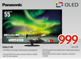 Elettrosintesi Panasonic OLED 55" TX55LZT110E offerta