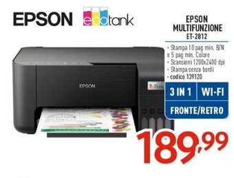 Elettrosintesi EPSON MULTIFUNZIONE ET-2812 offerta