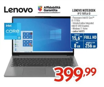 Elettrosintesi LENOVO NOTEBOOK IP 3 15ITL6 I3 offerta