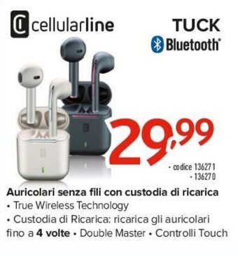 cellularline TUCK Auricolari senza fili con custodia di ricarica