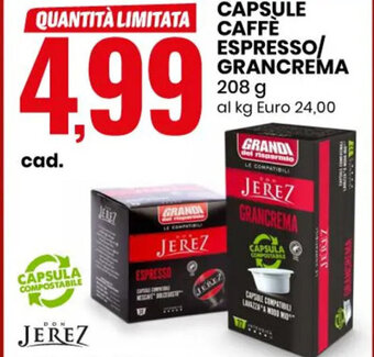 Eurospin CAPSULE CAFFÈ ESPRESSO/ GRANCREMA 208 g offerta