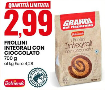 Eurospin FROLLINI INTEGRALI CON CIOCCOLATO 700 g offerta