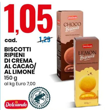 BISCOTTI RIPIENI DI CREMA AL CACAO/ AL LIMONE 150 g