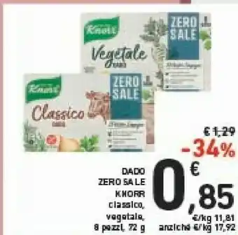 Conad Knorr Dado Zero Sale Classico/ Vegetale 72 G offerta