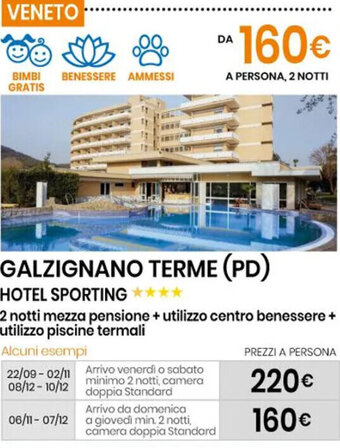 Eurospin GALZIGNANO TERME (PD) HOTEL SPORTING offerta