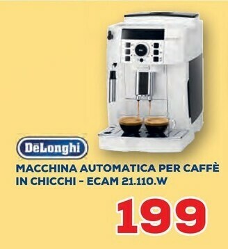 Euronics DeLonghi Macchina Automatica Per Caffe In Chicchi ECAM 21.110.W offerta