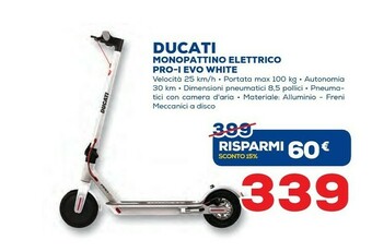 Euronics Ducati Monopattino Elettrico Pro-I Evo White offerta
