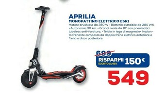 Euronics Aprilia Monopattino Elettrico ESR1 offerta