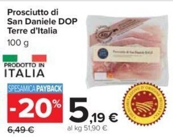 Carrefour Prosciutto di San Daniele DOP Terre d'Italia 100 g offerta