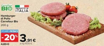 Carrefour Hamburger di Pollo Carrefour Bio 200 g offerta