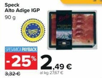 Carrefour Speck Alto Adige IGP 90 g offerta