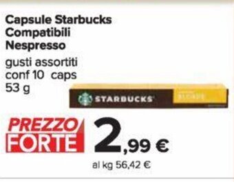 Carrefour Capsule Starbucks Compatibili Nespresso 53 g offerta