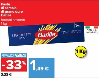 Carrefour Pasta di semola di grano duro Barilla 1 kg offerta
