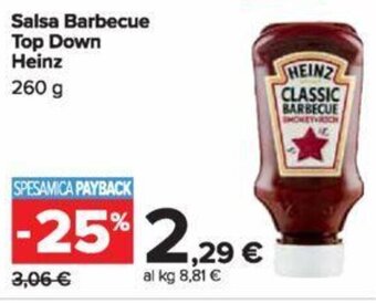 Carrefour Salsa Barbecue Top Down Heinz 260 g offerta