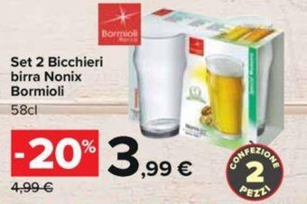 Carrefour Set 2 Bicchieri birra Nonix Bormioli 58cl offerta