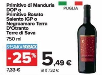 Carrefour Primitivo di Manduria DOP 750 ml offerta