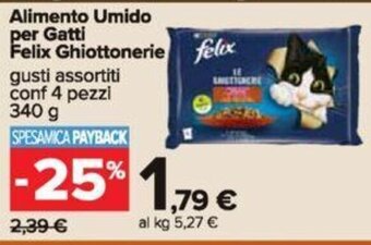 Carrefour Alimento Umido per Gatti Felix Ghiottonerie 340 g offerta