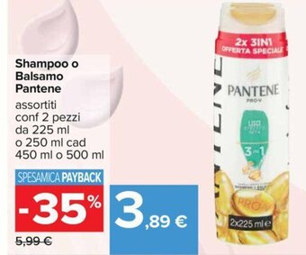 Carrefour Shampoo o Balsamo Pantene 450 ml o 500 ml offerta