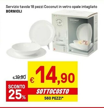 Iper La Grande Bormioli Rocco Servizio Da Tavala 18 Pezzi Coconut offerta