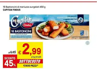 Iper La Grande Findus Capitan 18 Bastoncini Di Merluzzo Surgelati offerta